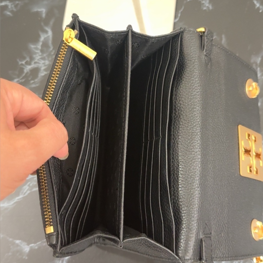 TORY BURCH Britten Chain Wallet Black Leather Bag AUTHENTIC - LIKE NEW - Picture 8 of 10